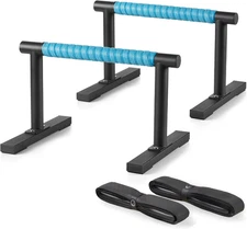 Steel Black Push Up Handles Parallettes Bars for Floor Workout, Anti-slip Cal...