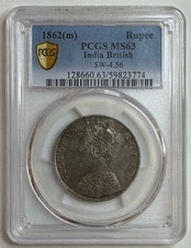1862 (m) India Rupee - Victoria - PCGS MS63