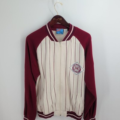 Vtg 90s Sport Active Company Spalding League Striped Jacket White Red Sz L