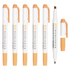 6Pack Broad and Round Tips Highlighter, Light Orange