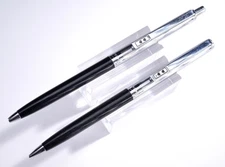 Vintage Paper Mate Double Heart Slim Profile Chrome-Black Pen-Pencil Set USA #81