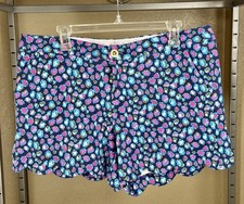 Lilly Pulitzer Buttercup Scallop Hem Shorts Blue Pink Watercolor Size 14
