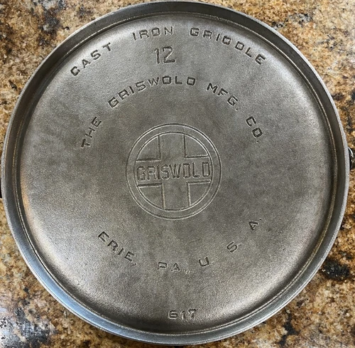 Rare Griswold 12 Cast Iron Griddle Nickel Plated 617 Bail Handle Vintage
