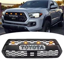 For 2016-2023 Toyota Tacoma Front Upper Mesh Grille4 Yellow Led Matte Black