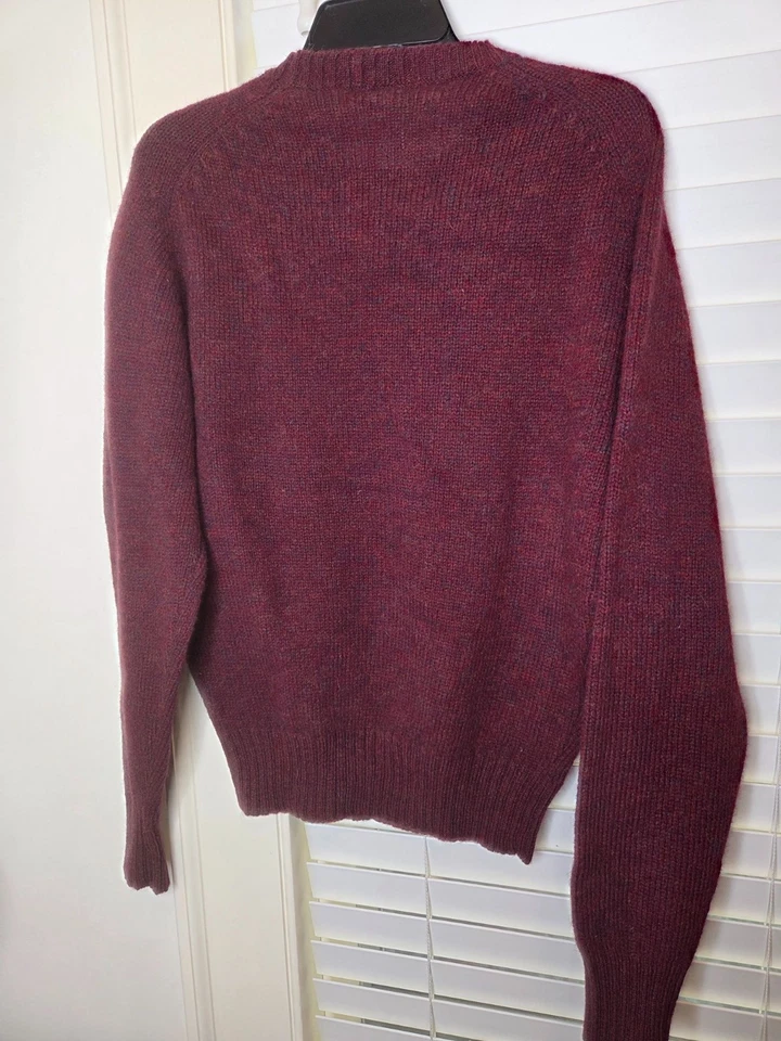 VTG Mens Chaps Ralph Lauren Shetland Wool Burgundy Knit Sweater M Preppy classic - Image 4 of 4