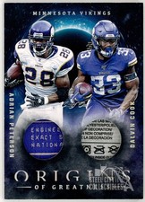 Adrian Peterson & Dalvin Cook 2020 Panini Origins Dual Tag Relic Card OG-10 1/1 