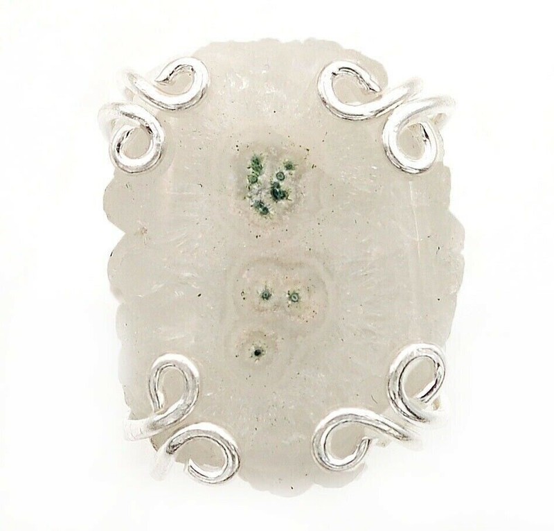 Natural Solar Quartz Eye 925 Sterling Silver Ring Jewelry Sz 7.5
