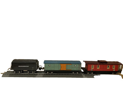 Lionel Prewar 1719 Boxcar 1722 Caboose 265T Tender 1045 Flagman