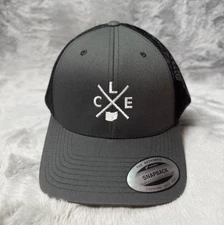 Retro Cleveland Trucker Hat Mesh CLE Emblem Snap Back Yupoong Adjustable