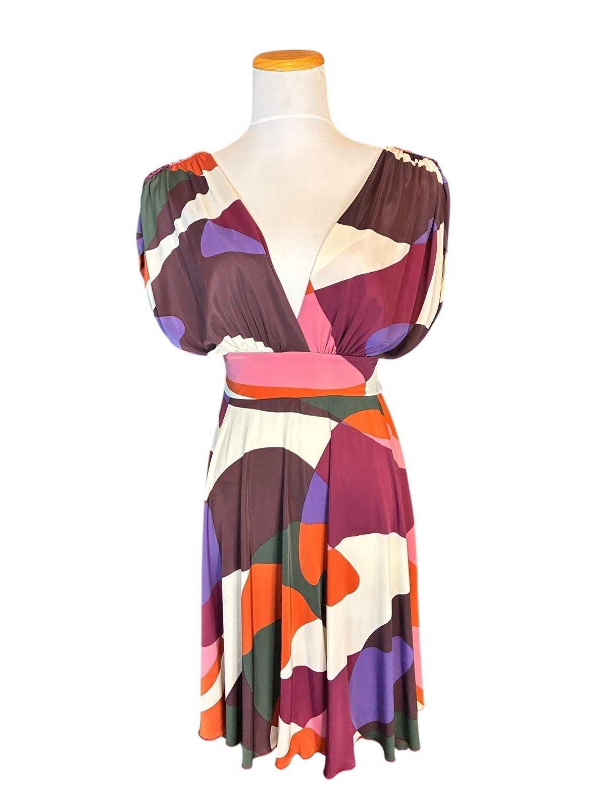 Vestido Jersey Seda Estampado Abstracto IODICE Talla M Mediano Patrón Geométrico