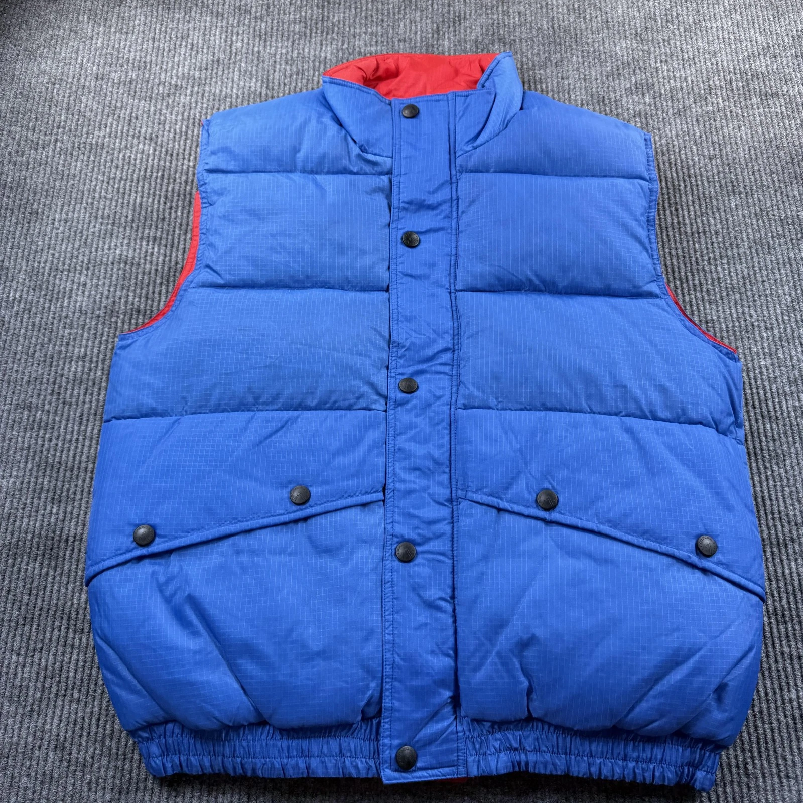 Perception Alaska Vest Mens Large Blue Puffer Insulated Full Zip Snap Reversible