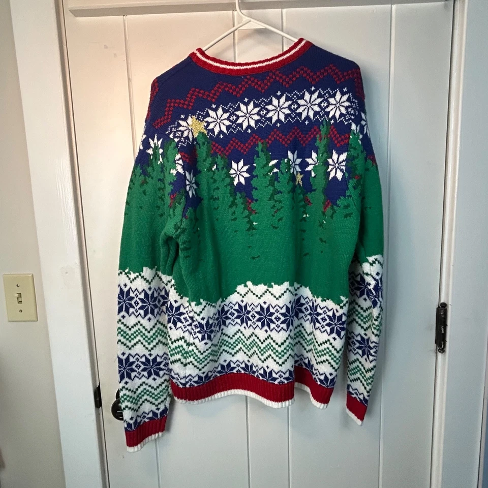 Kohl's Celebrate Together Large Ugly Christmas Sweater Santa Reindeer Snowflakes - Image 3 of 4