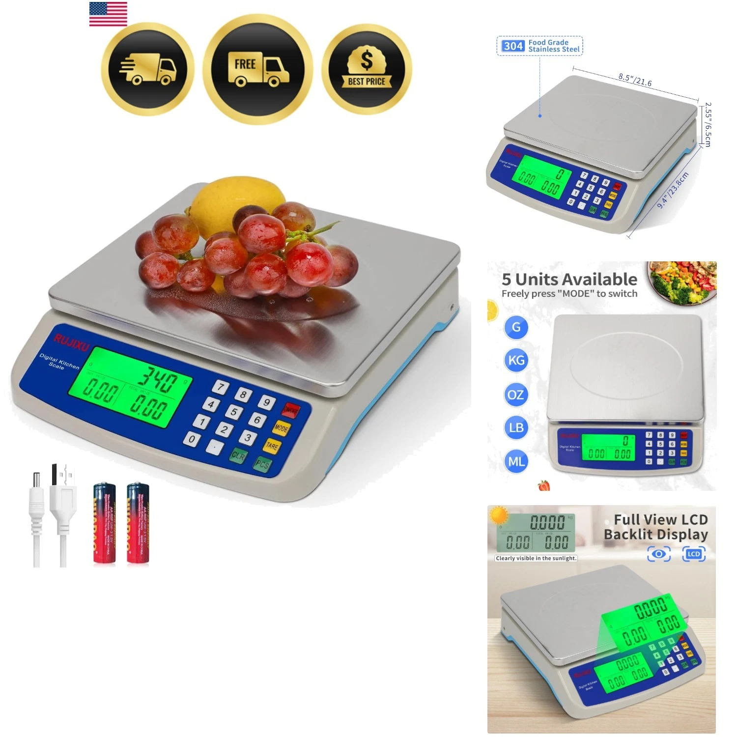 Large Digital Kitchen Scale 30KG Commercial Food Scale 66LB for Baking Bread ...
Opens in a new wind