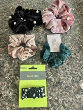 5pc Hair Accessory Set: 4 Scrunchies 1 Barrett Set - BRAND NEW