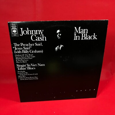 JOHNNY CASH Man In Black 1971 UK vinyl LP in original Billy Graham June Carter