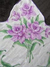 Vintage Print Hankie Bouquet Large Purple Flowers Handkerchief Hanky 1413