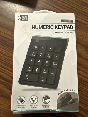 Case Logic Numeric Keypad 2.4 Wireless Micro USB Receiver Plug And Play 