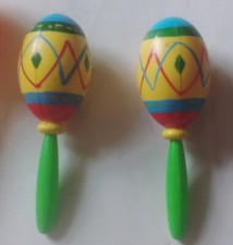 3 Toy Maracas 1 Pair and 1 Single Children's Toy Plastic / Used