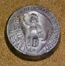 Early 1900’s National Lead Company, Phoenix Metal, Lead Paperweight, 2 ½ Pounds