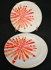 Sea Anemone Melamine Plates 7" Set of 3 Red Orange White Textured Matte Finish