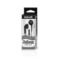 Maxell Jelleez Earbuds In-Ear Headphone Soft Comfort w/Mic Noise Isolating Black
