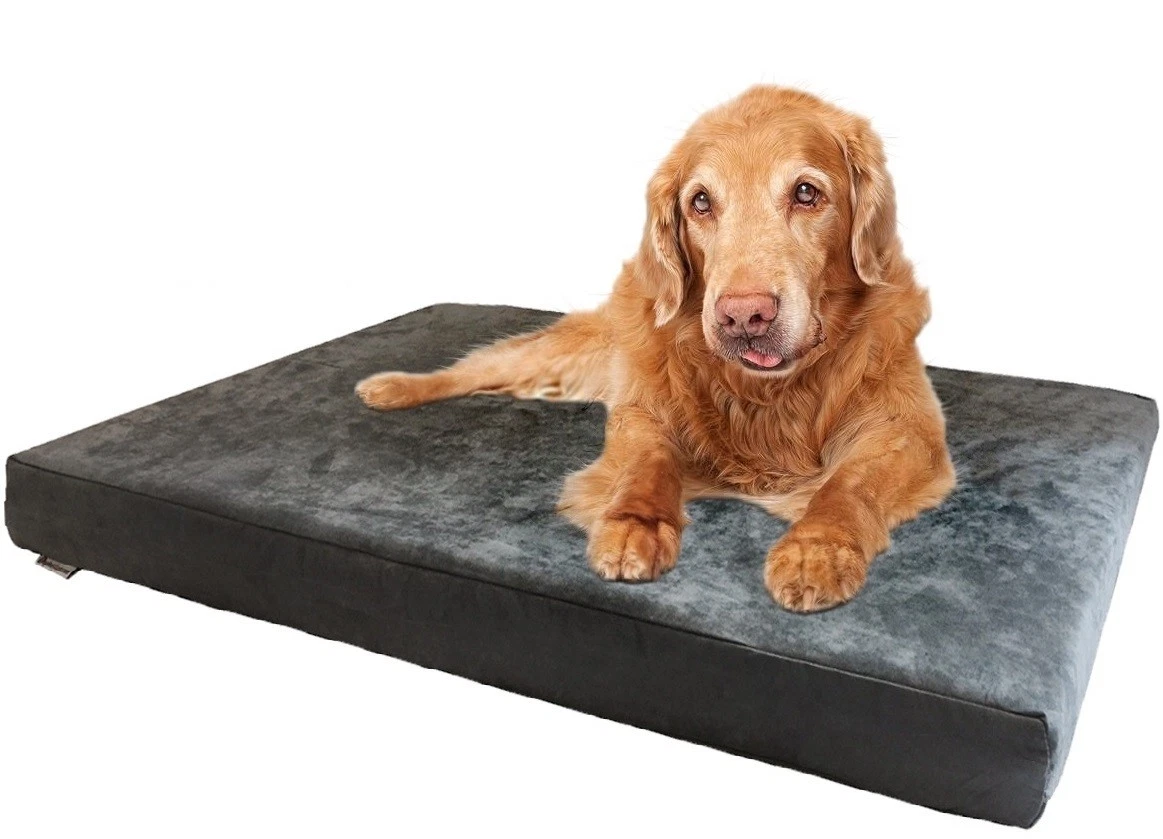 Gray Suede Memory Foam Waterproof Pet Bed for Small Medium To Extra Large XL Dog