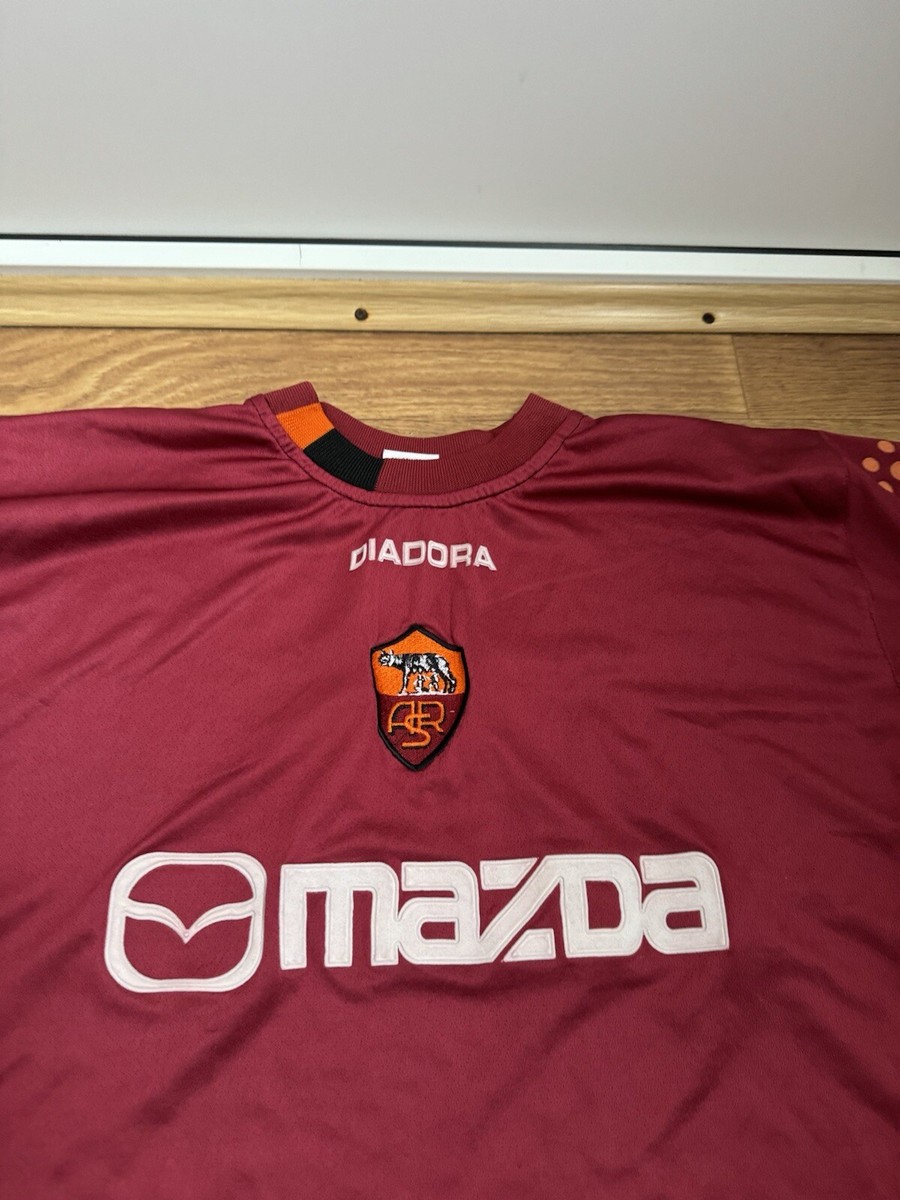 Diadora Mazda Vintage Men's L Red Jersey As Roma Soccer 2004 2005