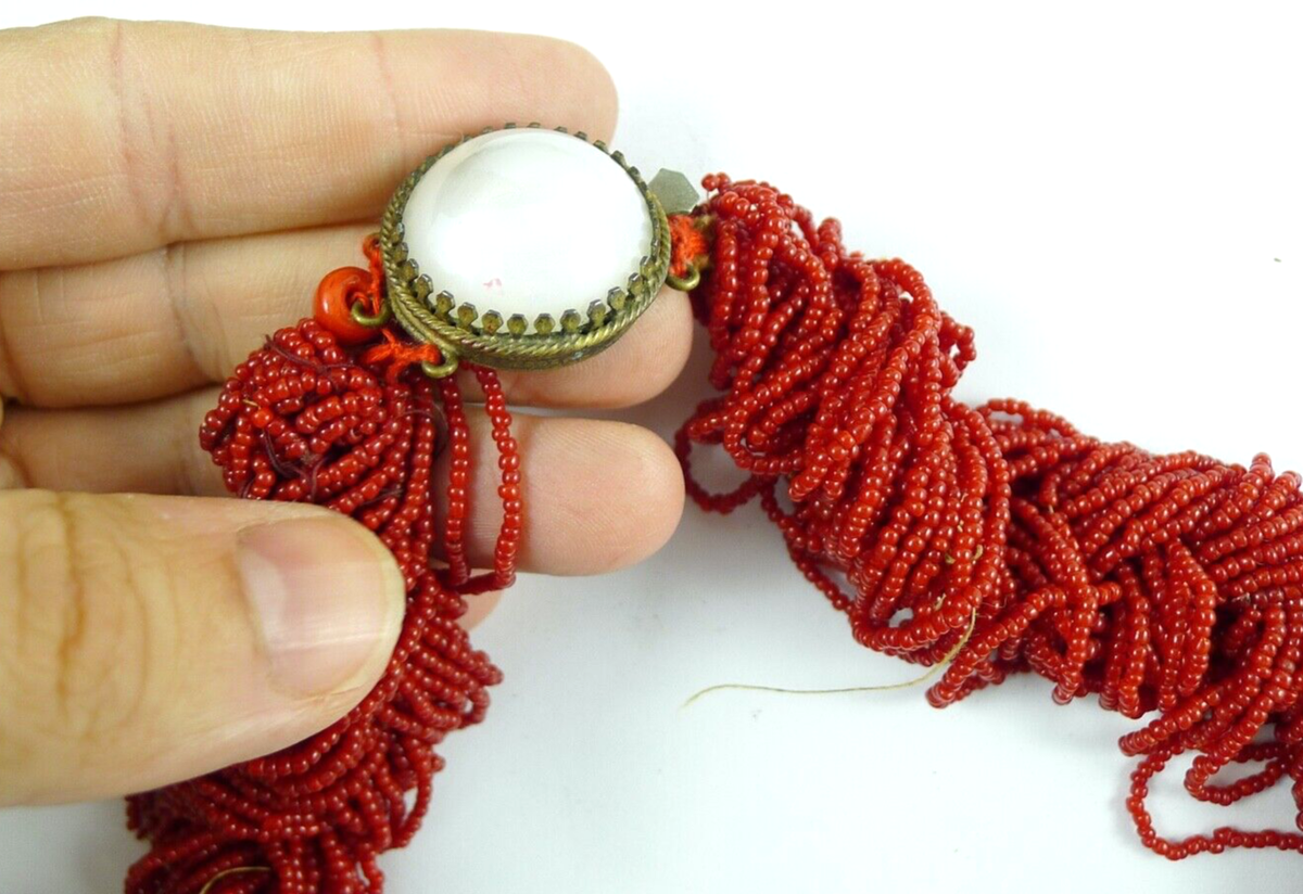 Zxcs Collana Lunga In Vetro Sfaccettato 60cm - Perline Di Cristallo Nero E Rosso - Singolo Filo Annodato Classico - 5
