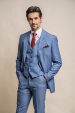 Cavani Men's Sky Blue Slim Fit Formal Suit Clearance Sale Was £229.97