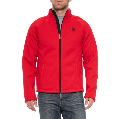 Full- Zip Waffle Knit Jacket, Red 