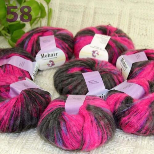 Sale New 8BallsX25g Luxury Soft Mohair Warm Wrap Shawl Hand Knit Crochet Yarn 58 - Picture 1 of 24