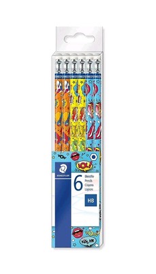 STAEDTLER Bleistift mit verschiedenen Motiven und Radiergummi, hexagonal, HB, 6