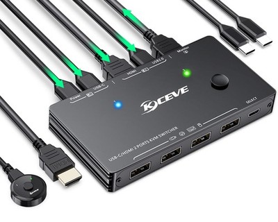KCEVE USB-C KVM Switch 2x1 4K 60Hz mit PD bis 100W