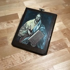 Vintage Handmade El apostol Santiago el Menor del Greco Print on Wood 6.5"x5"