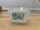 Vintage PYREX Amish Butterprint Refrigerator Dish W/ Lid 501 Turquoise Aqua Blue