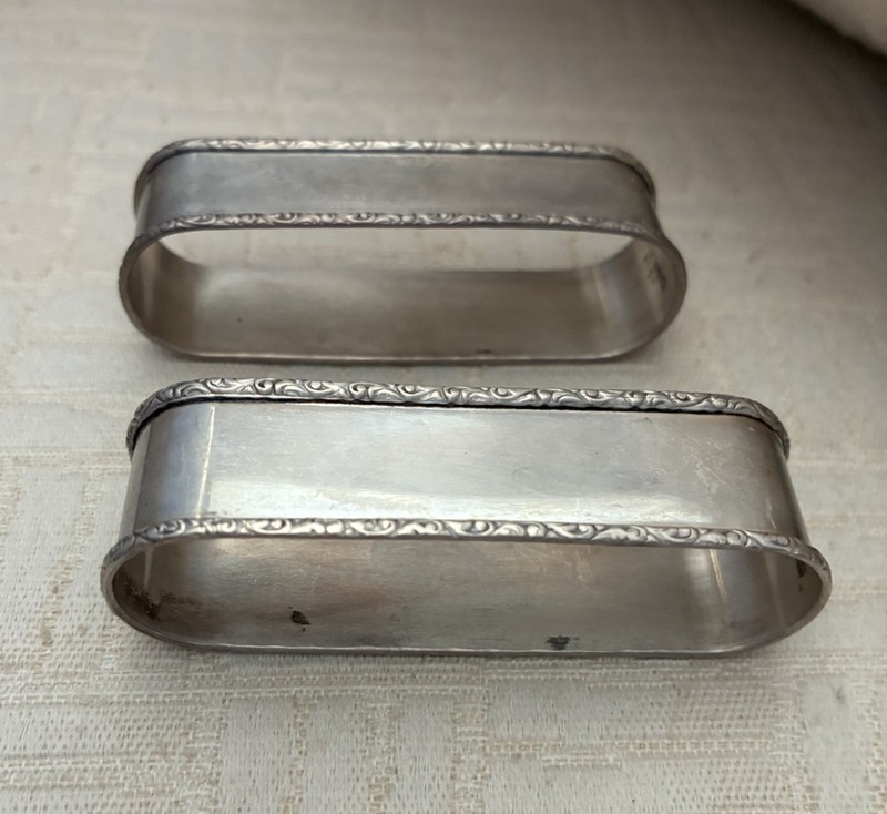 2 Antique Sterling Silver 925 Oblong Napkin Rings R Blackinton & Co 4064  8.36 g