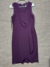Tahari Arthur S Levine Sheath Dress Womens Size 6 Purple Sleeveless Ruffle Hem