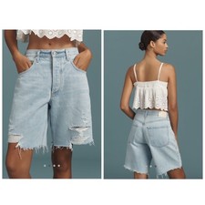 Citizens Of Humanity Ayla Jean Denim Shorts Distressed In Starlit Blue Size 32