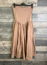 Free People Midi Dress Size Medium Cocoa Brown Strapless Boho Pockets Drop Waist