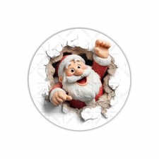 Santa Claus Breaking Wall, Christmas Round Dot Stickers Set, 1.2"  1.5"