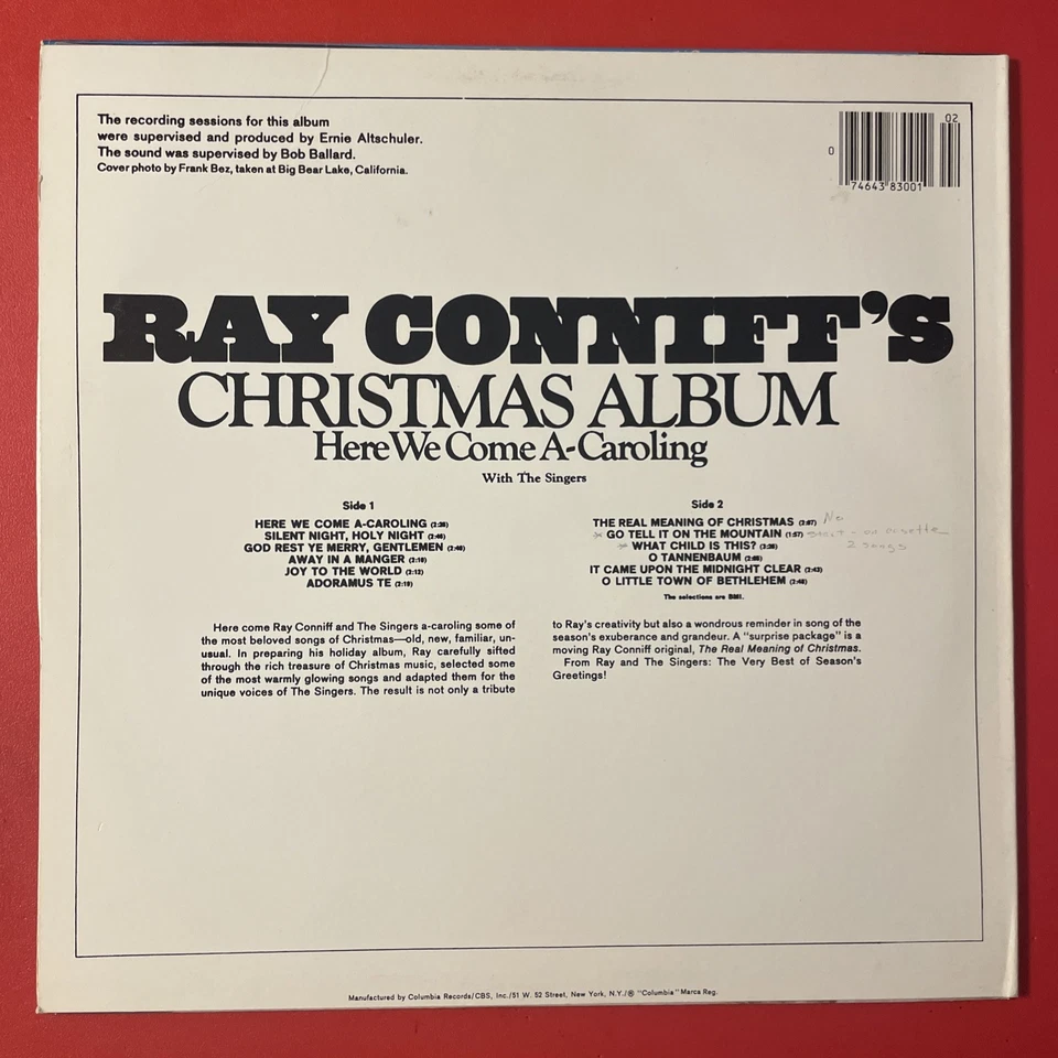 Ray Conniff’s Christmas Album LP Columbia 80s Reissue Holiday Rare M- - Image 4 of 4