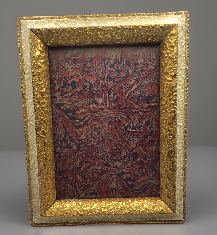 Vtg Rare Gold Gilded Frame  Original Marbeled Backing Paper 9x7"