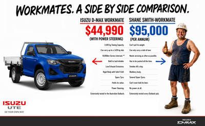 2025 Isuzu D-Max Workmate Comparison - Advertisement picture leaflet brochure