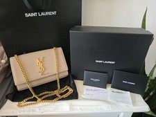 Saint Laurent YSL Kate Small Beige Pink Leather Gold Hardware Bag Box Dustbag