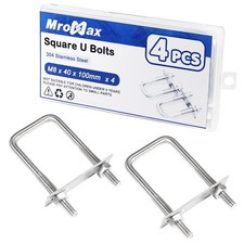 Mromax 4pcs Square U-bolts 1-12 Inner Width M8 X X 40 X 100mm Silver Mromax 4pcs Square U-bolts 1-12 Inner Width M8 X X 40 X 100mm Silver