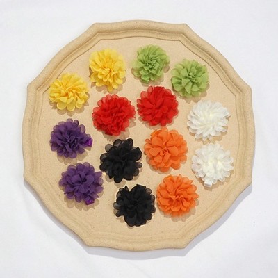 14/40pcs 2'' Chiffon Flower Hair Bows Fully Lined Flower Tiny Hair Clips Fine Hai