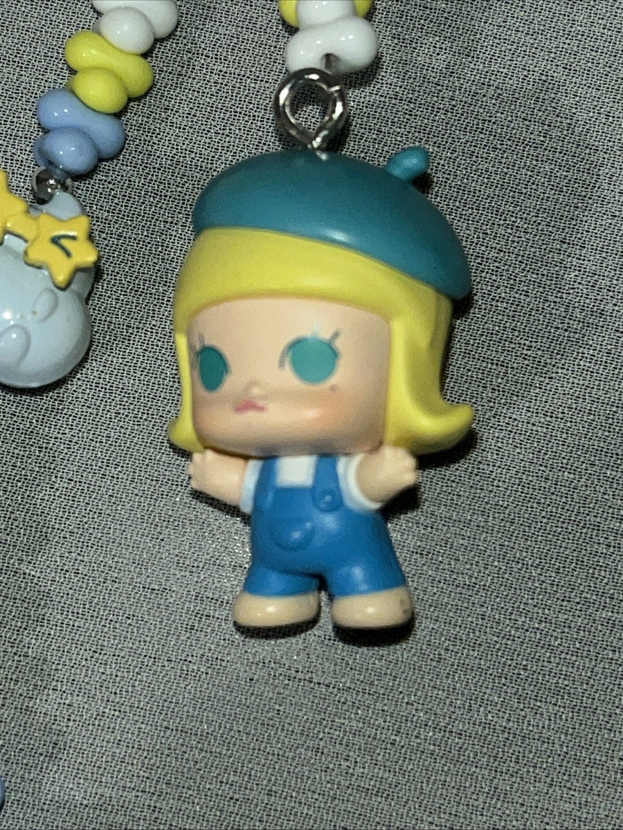 Authentic Pop Mart Molly Blue Yellow White Cell Phone Strap/bag