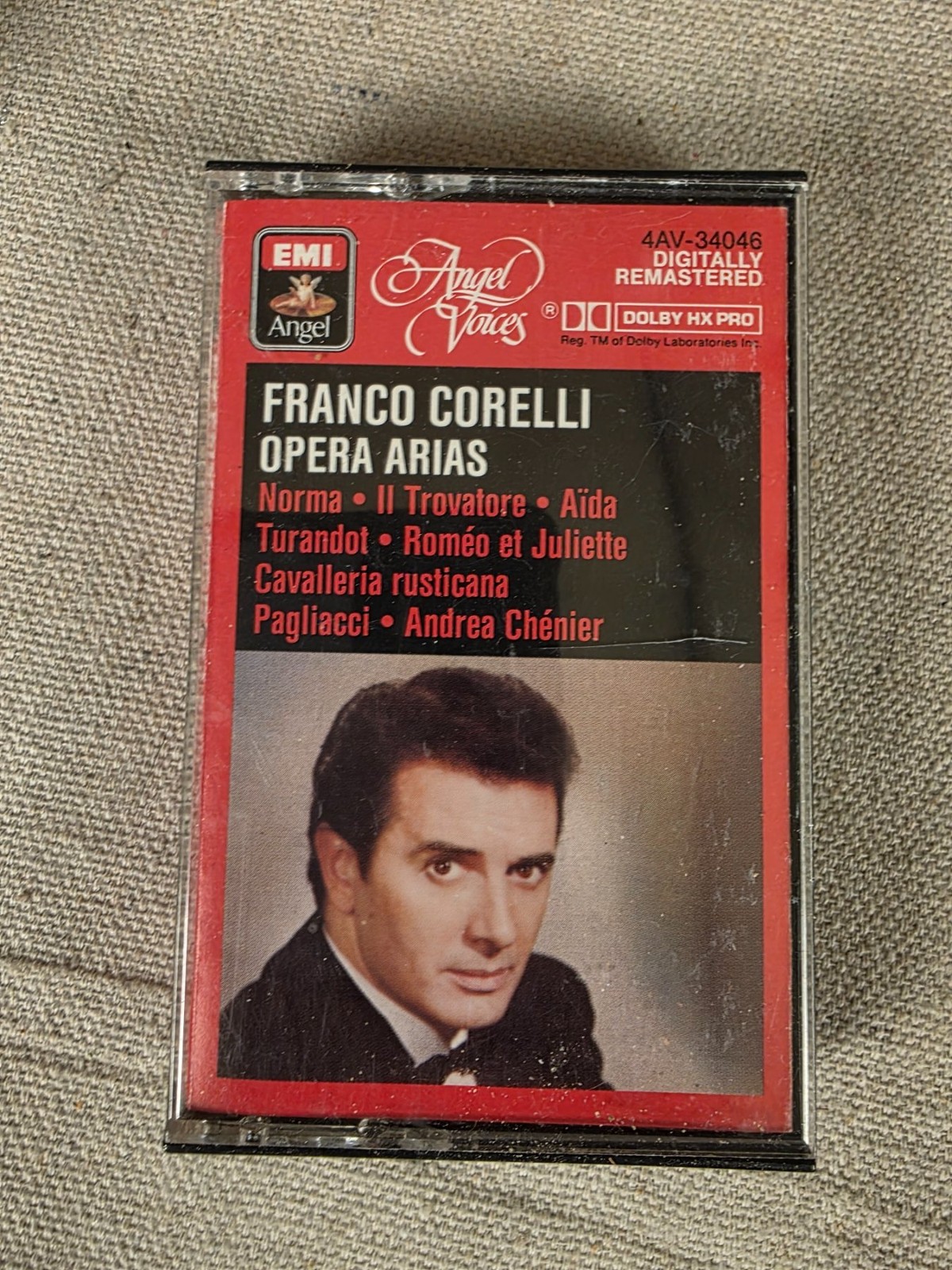 Franco Corelli Opera Arias Cassette Tape EMI Angel Voices Dolby HX Pro