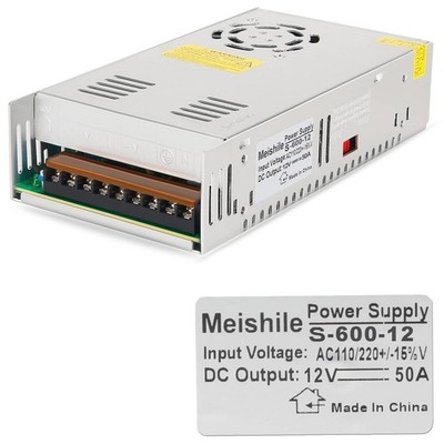 12V 50A 600W DC Switching Power supply Adapter PSU AC-DC 12Volt Silver