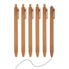 6 Pack Retractable Pens 0.5mm, Black Gel Ink for Office, Brown